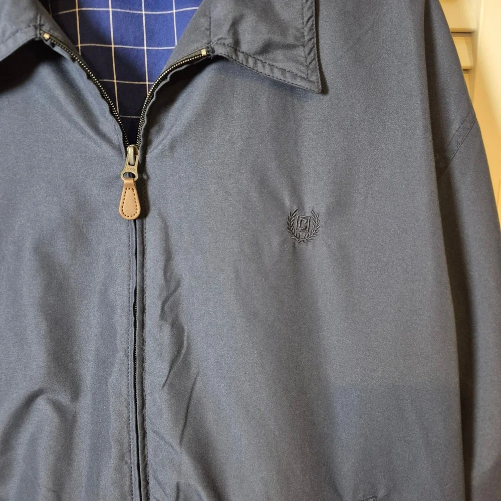 Chaps Men's XL Jacket Navy Blue Zip‎ Front Lightweight Casual Grandpa Harrington